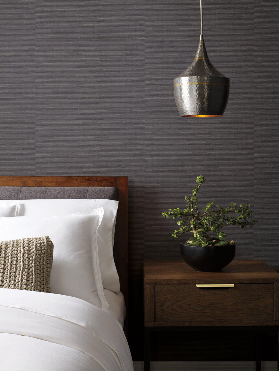 Antonina Vella Dazzling Dimensions Ribbon Bamboo Wallpaper Sample - Black