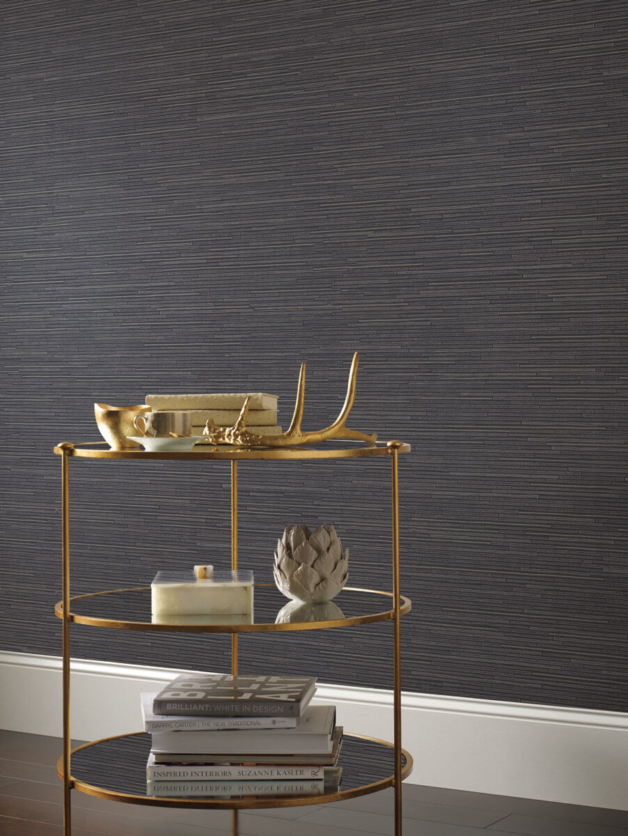 Antonina Vella Dazzling Dimensions Ribbon Bamboo Wallpaper Sample - Black