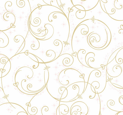 Disney Kids Vol. 4 Princess Perfect Scroll Wallpaper - Gold & Glitter