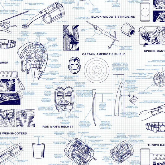 Marvel Heroes Schematics Wallpaper - Blue & White