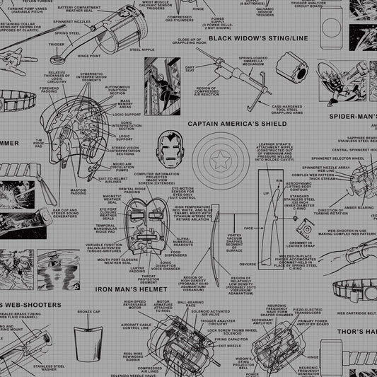 Marvel Heroes Schematics Wallpaper - Gray & Black