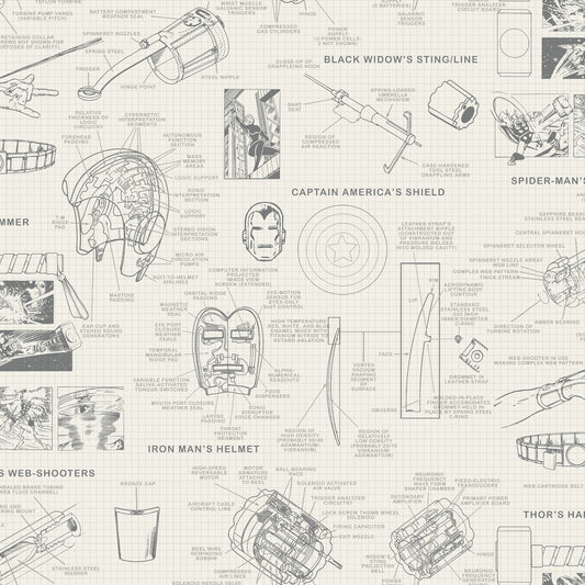 Marvel Heroes Schematics Wallpaper - Cream