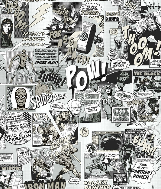Marvel Comic Book Pow! Wallpaper - Black & White
