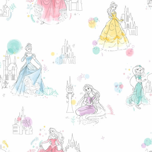 Disney Kids Vol. 4 Princess Pretty Elegant Wallpaper - Multi Color