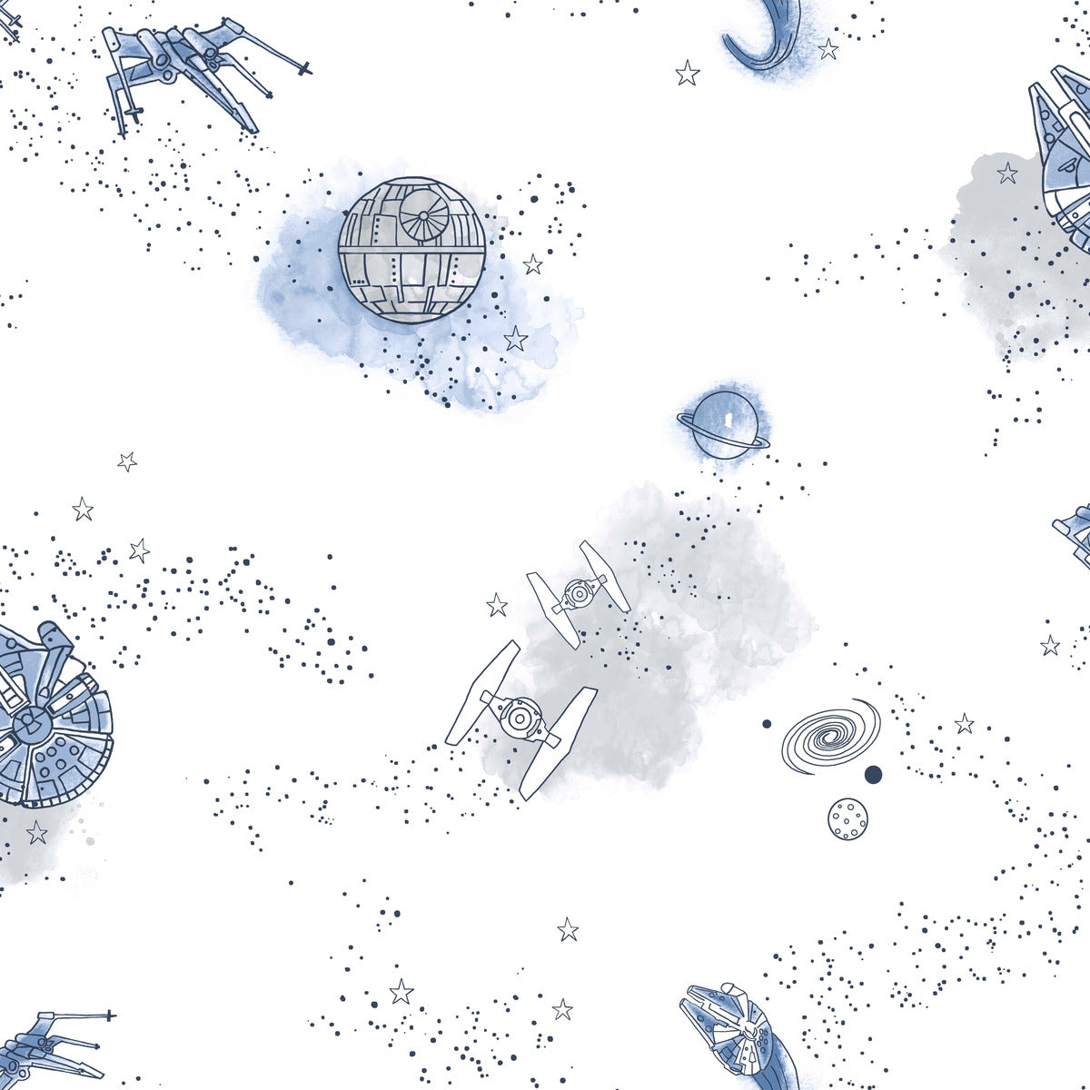 Star Wars Good Night Galaxy Wallpaper - Blue & White