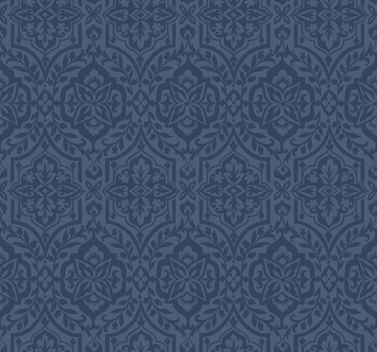 York Damask Cathedral Damask Wallpaper - Blue