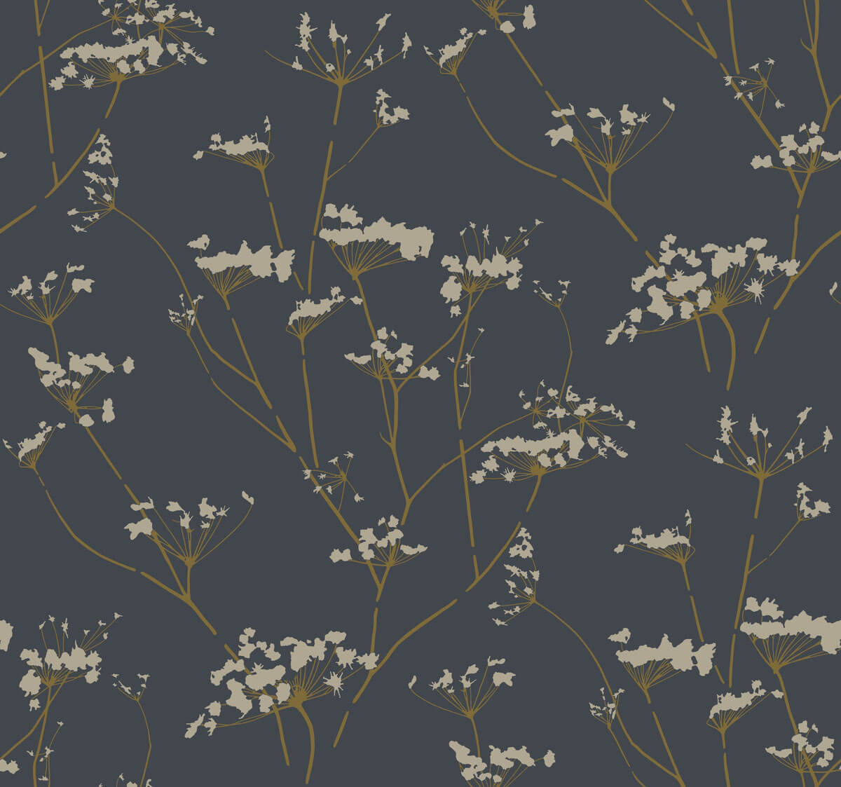 Candice Olson Botanical Dreams Enchanted Wallpaper Sample - Slate & Gold