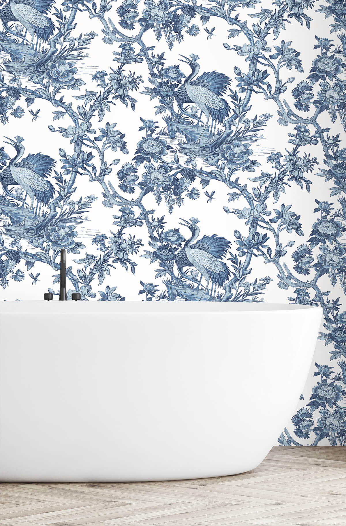 Seabrook DuPont Crane Toile High Performance Wallpaper Sample - French Blue
