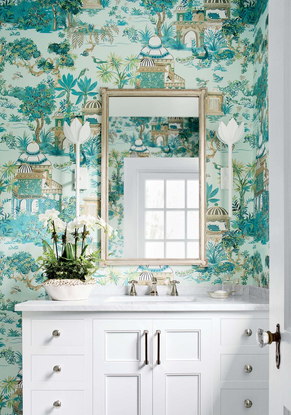 Thibaut Eden Mystic Garden Wallpaper - Spa Blue
