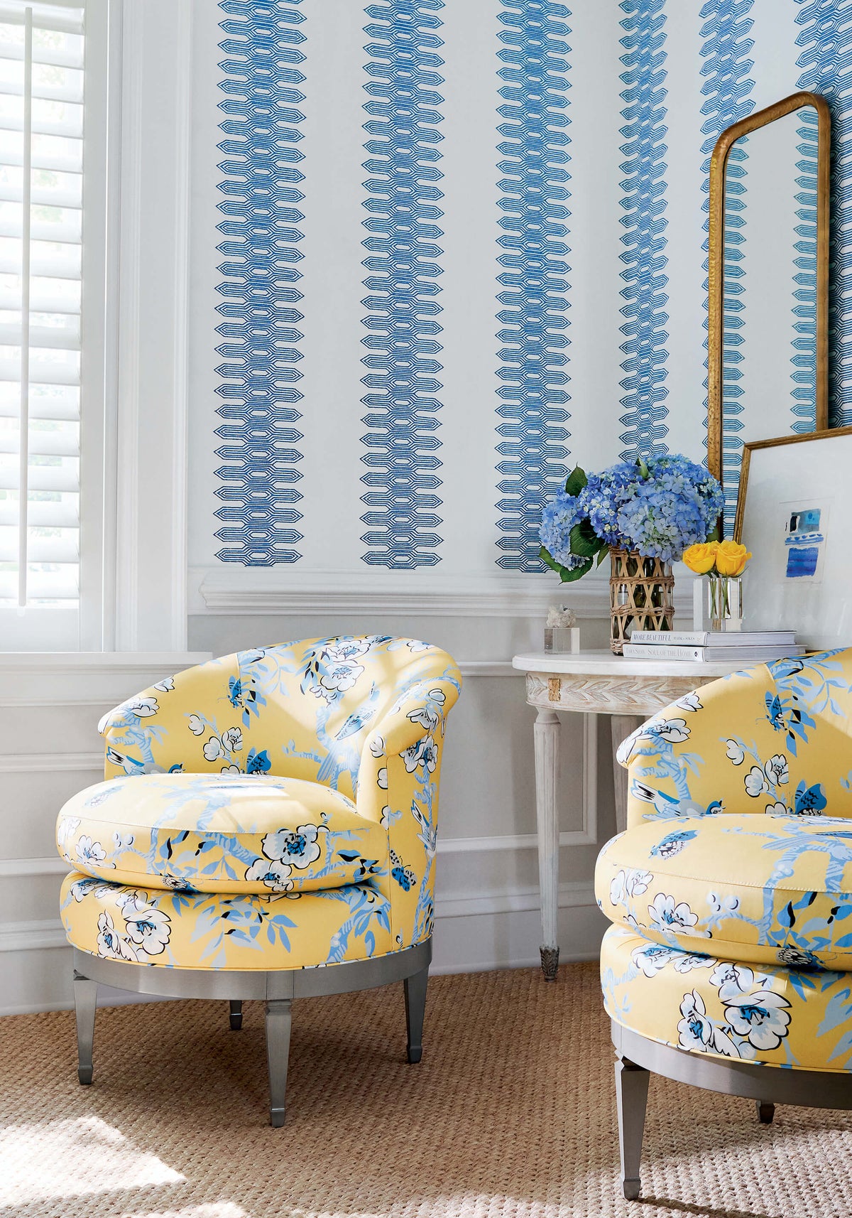 Thibaut Eden Nola Stripe Wallpaper - Navy Blue