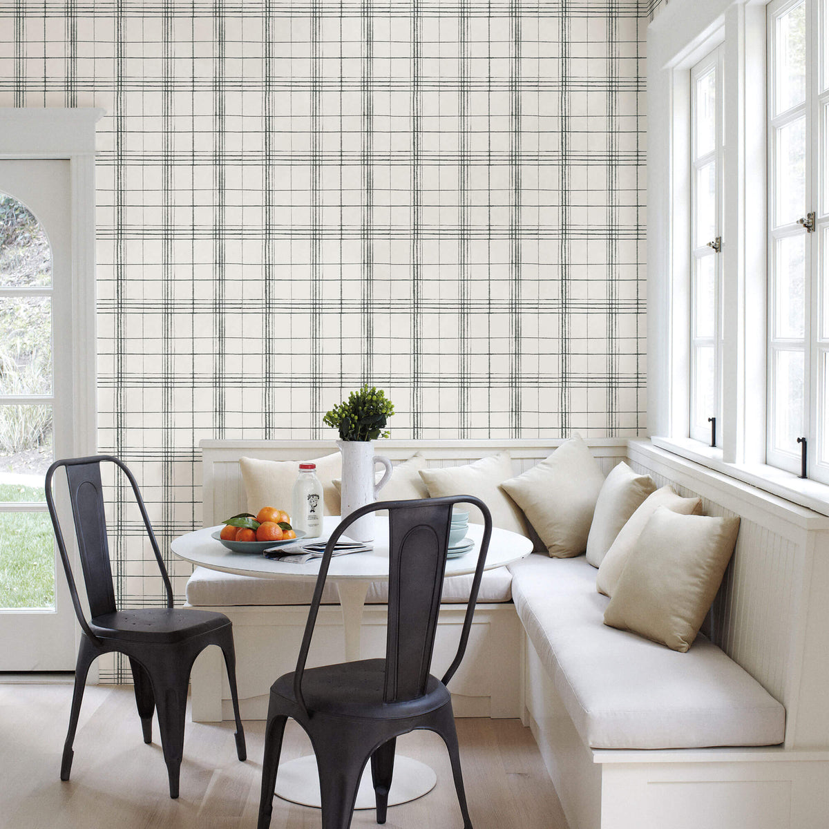 York Simply Farmhouse Plaid Wallpaper - Black & White