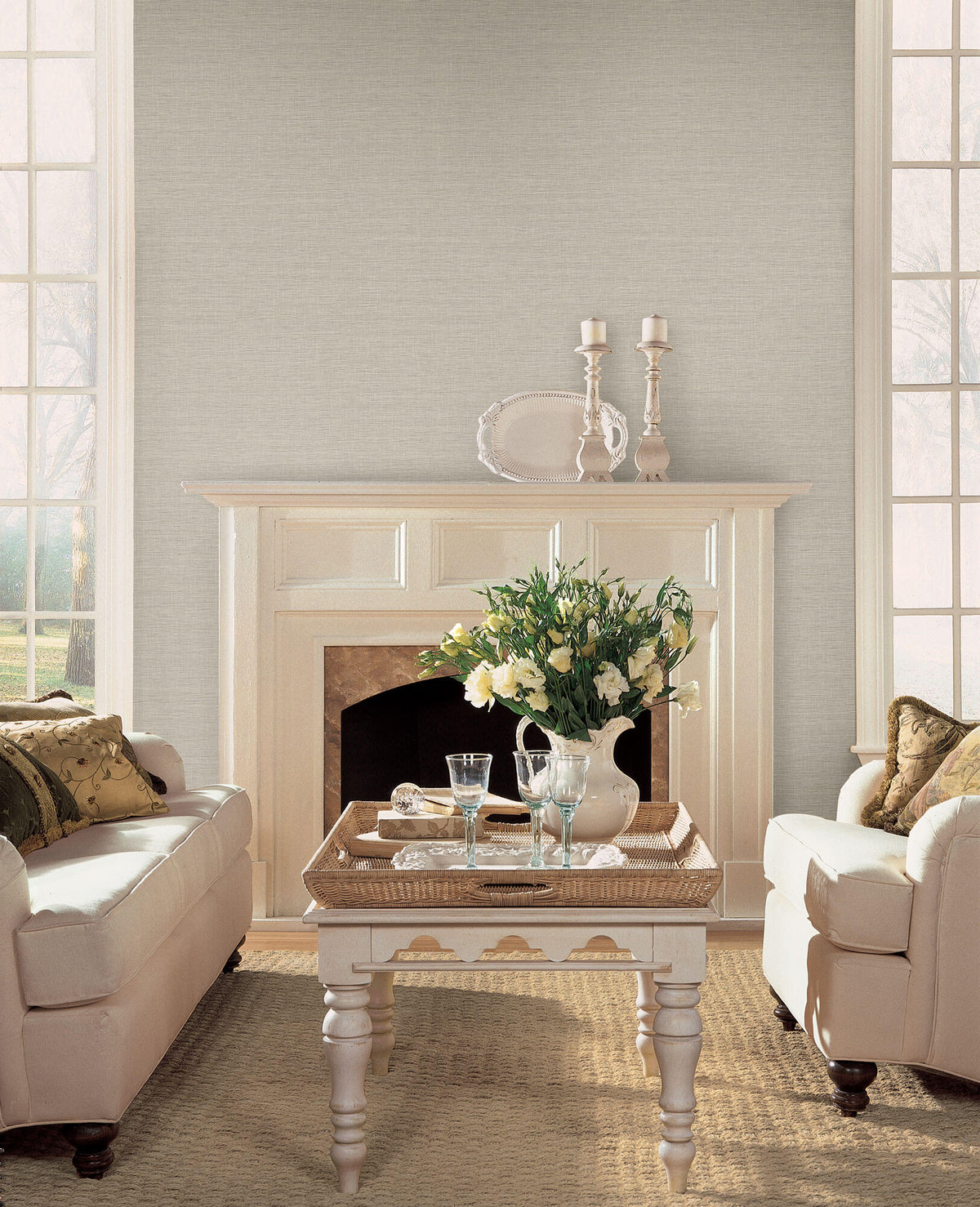 York Simply Farmhouse Silk Linen Weave Wallpaper - Caramel