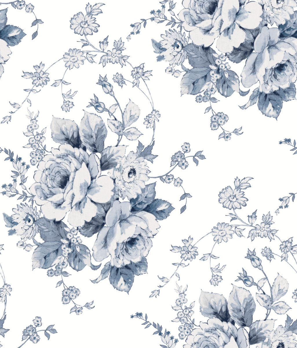 royal blue floral wallpaper