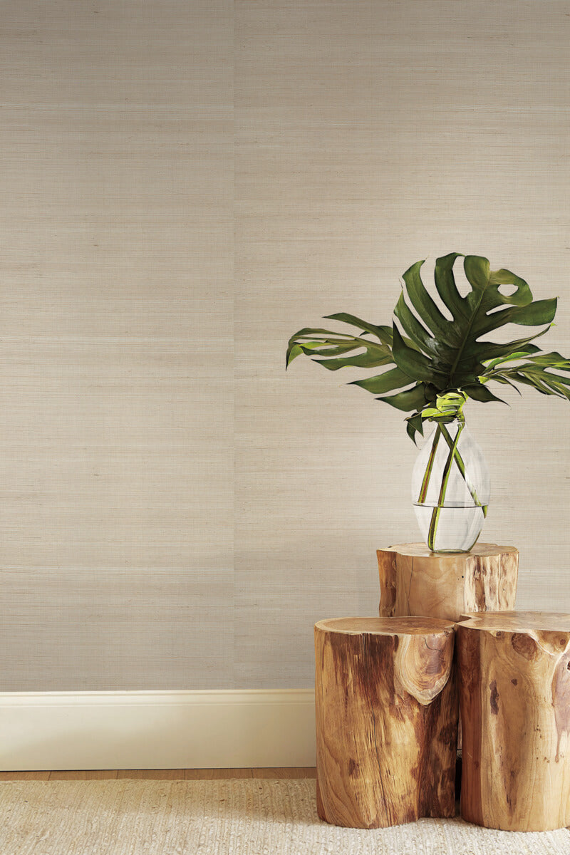 York Tropics Grasscloth Wallpaper - Taupe