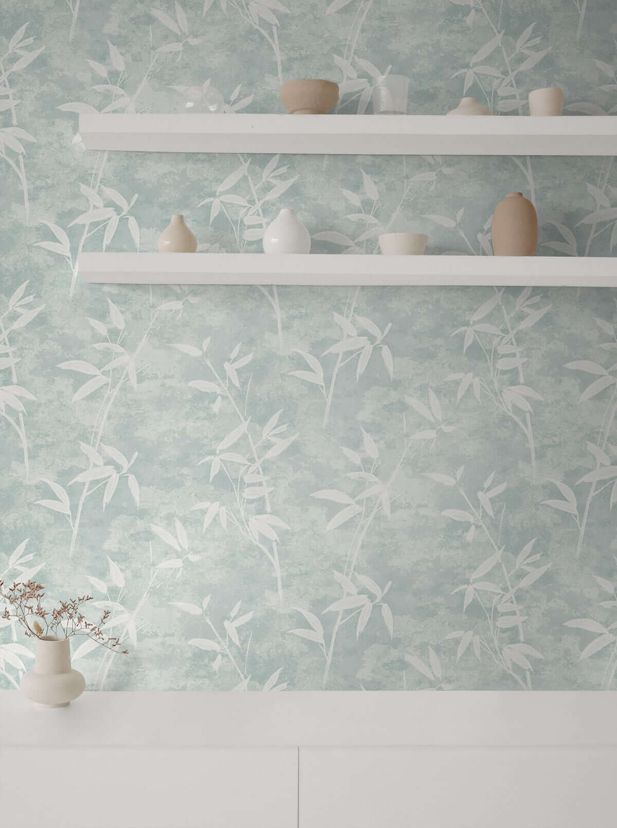 Seabrook Japandi Style Honshu Bamboo Wallpaper - Blue