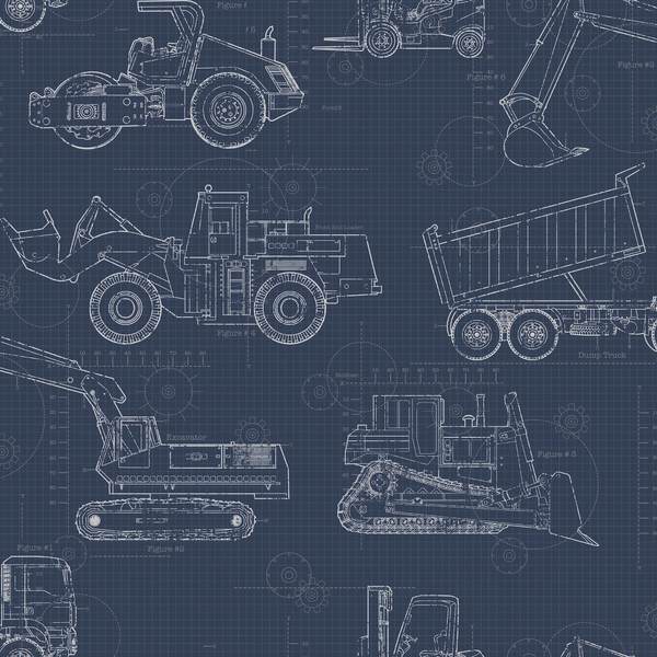 York Construction Blueprint Wallpaper - SAMPLE