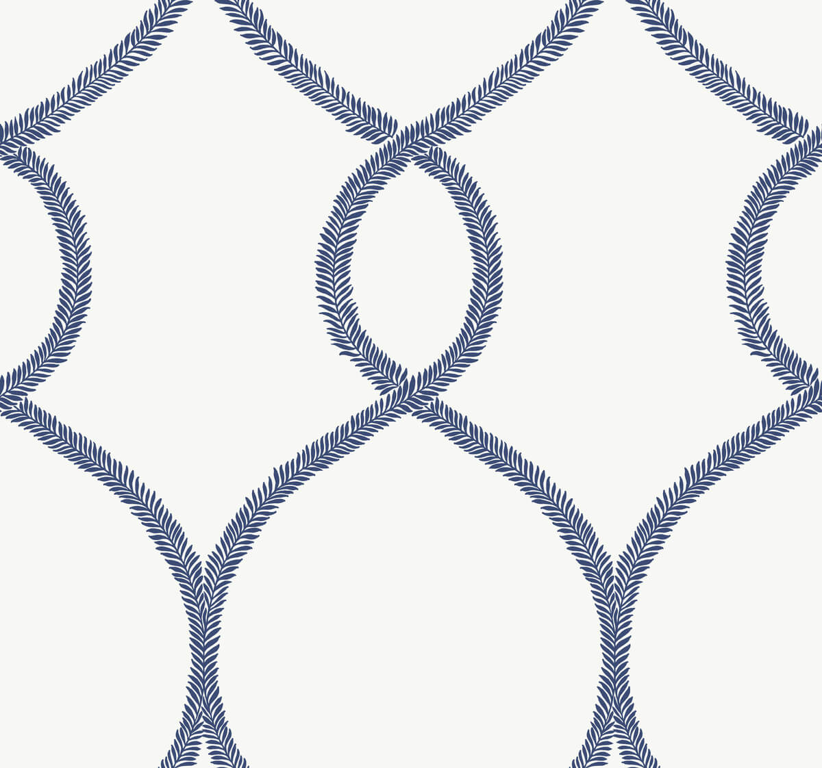 Ronald Redding 24 Karat Laurel Leaf Ogee Wallpaper - Navy