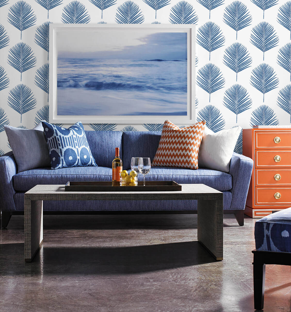 Lillian August Maui Palm Peel & Stick Wallpaper - Coastal Blue