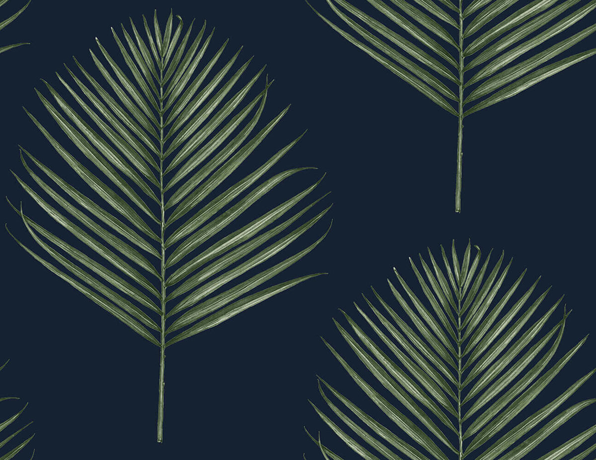 Lillian August Maui Palm Peel & Stick Wallpaper - Midnight Blue