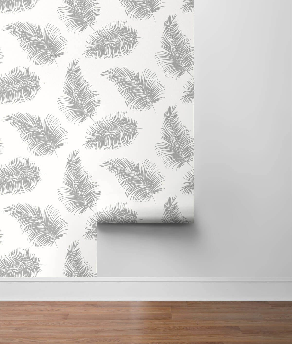 Lillian August Tossed Palm Peel & Stick Wallpaper - Alloy Gray