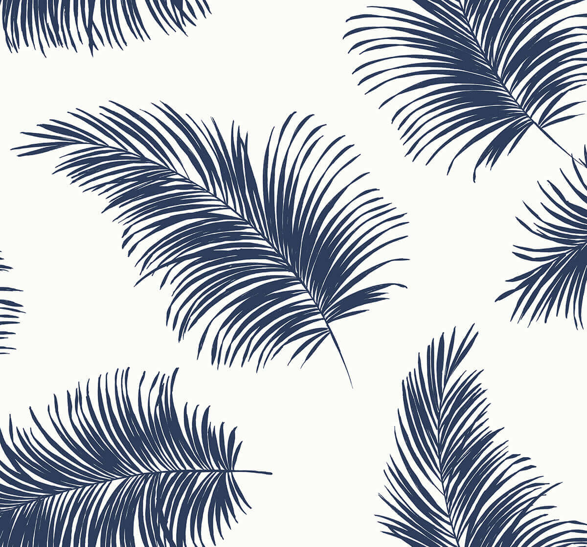 Lillian August Tossed Palm Peel & Stick Wallpaper Sample - White & Navy