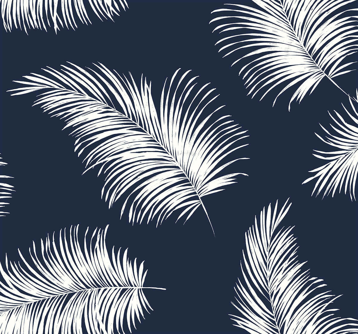 Lillian August Tossed Palm Peel & Stick Wallpaper Sample - Navy Blue