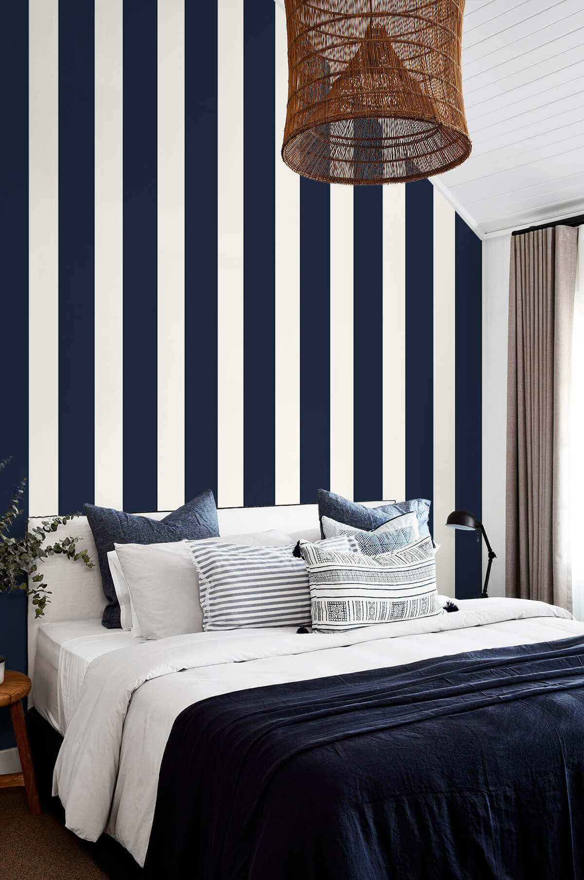 Lillian August Designer Stripe Peel & Stick Wallpaper Sample - Midnight Blue