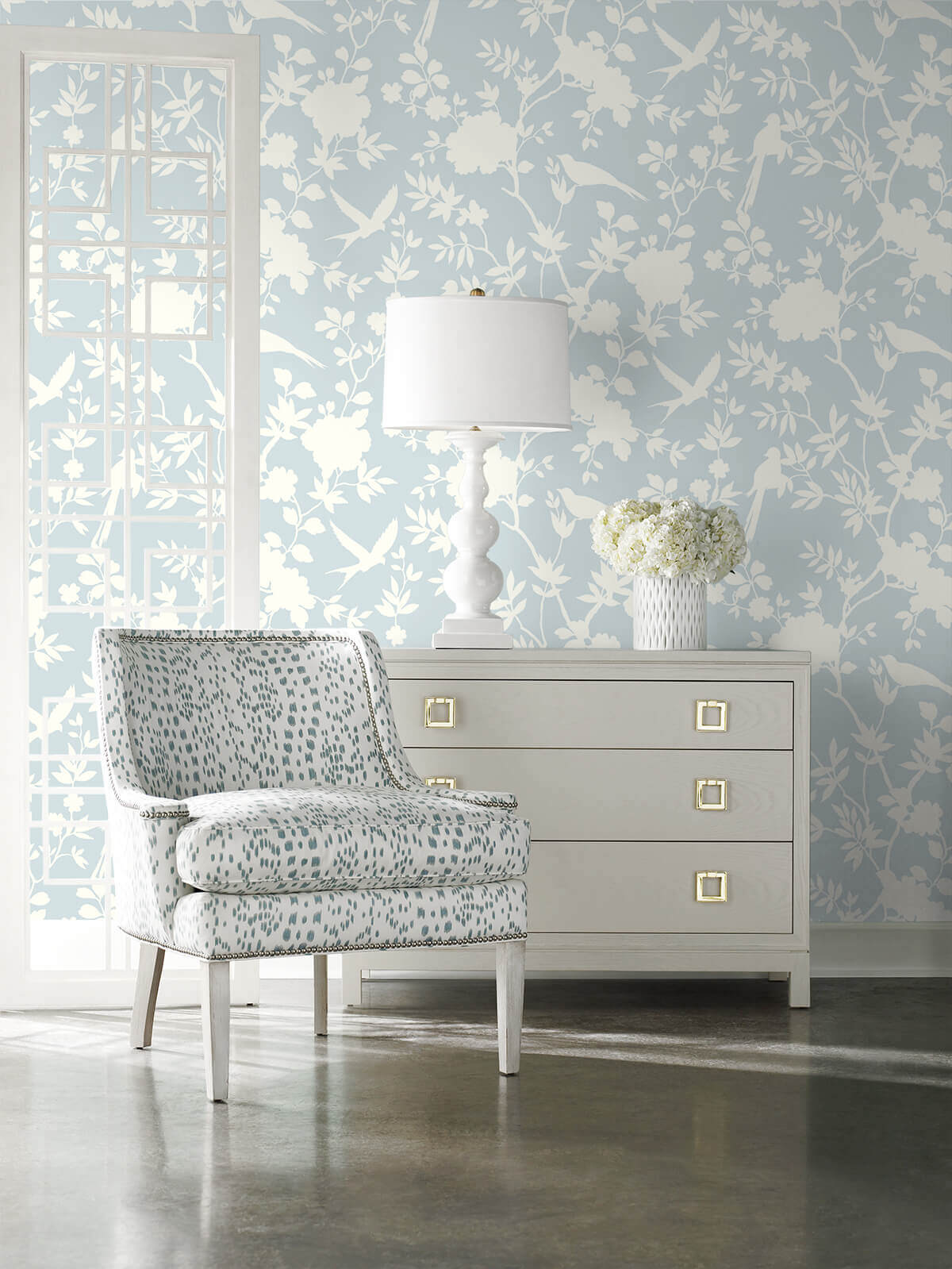 Lillian August Mono Toile Peel & Stick Wallpaper Sample - Hampton Blue