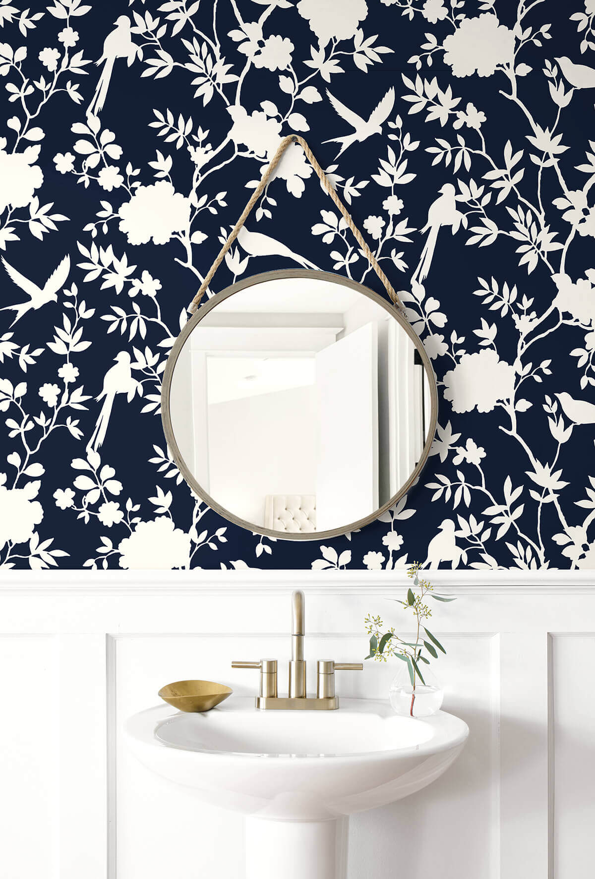 Lillian August Mono Toile Peel & Stick Wallpaper Sample - Midnight Blue