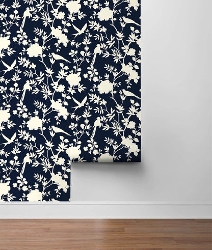 Lillian August Mono Toile Peel & Stick Wallpaper - Midnight Blue