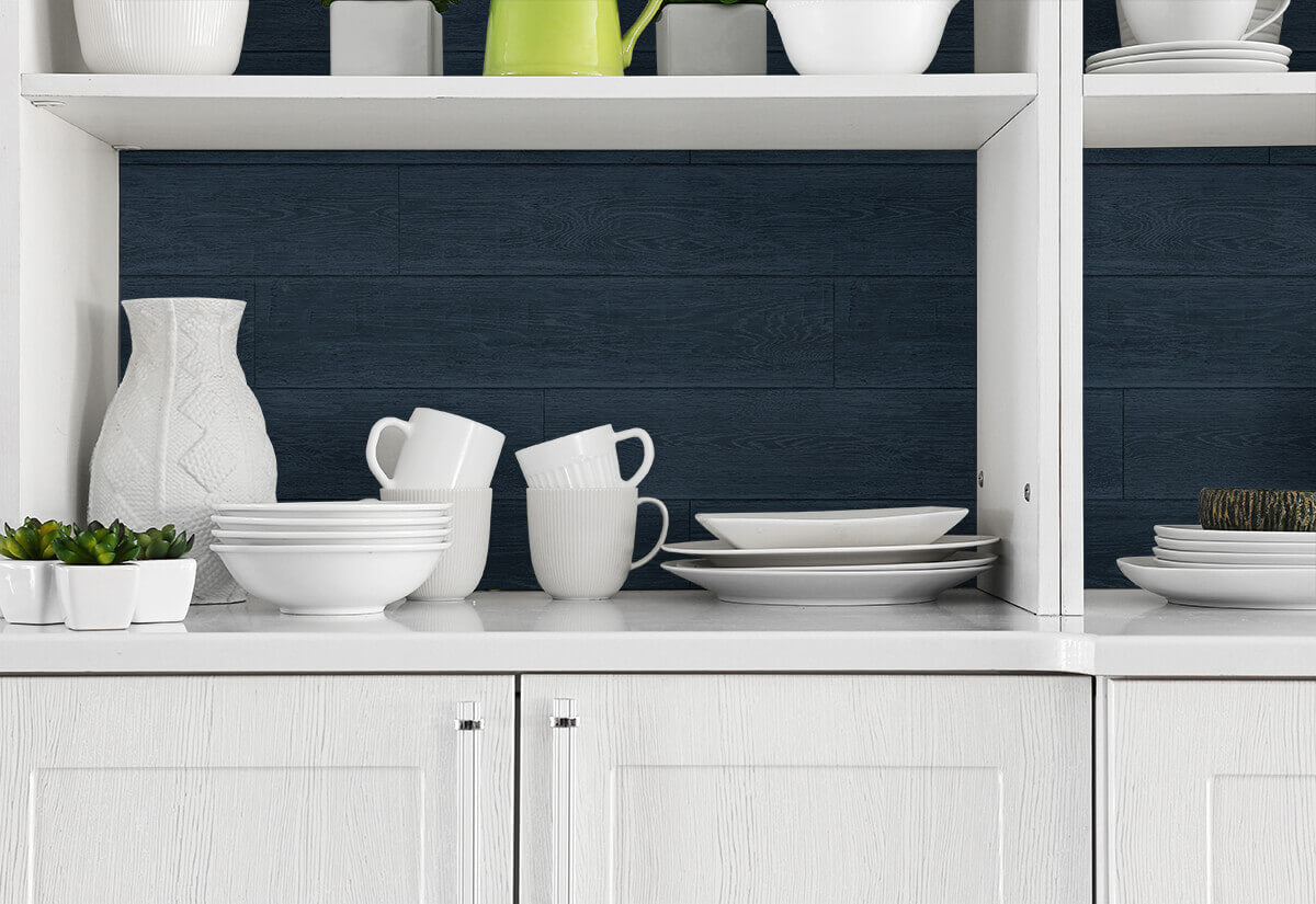 Lillian August Rustic Shiplap Peel & Stick Wallpaper - Denim Blue