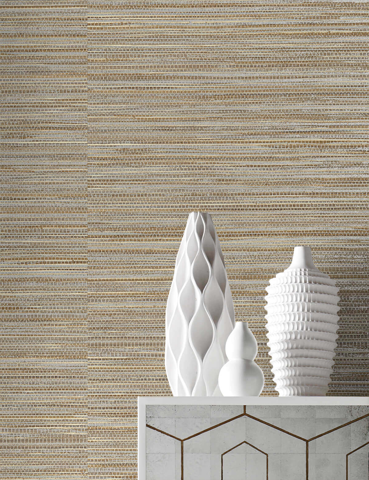 Lillian August Faux Grasscloth Peel & Stick Wallpaper Sample - Warm Silver