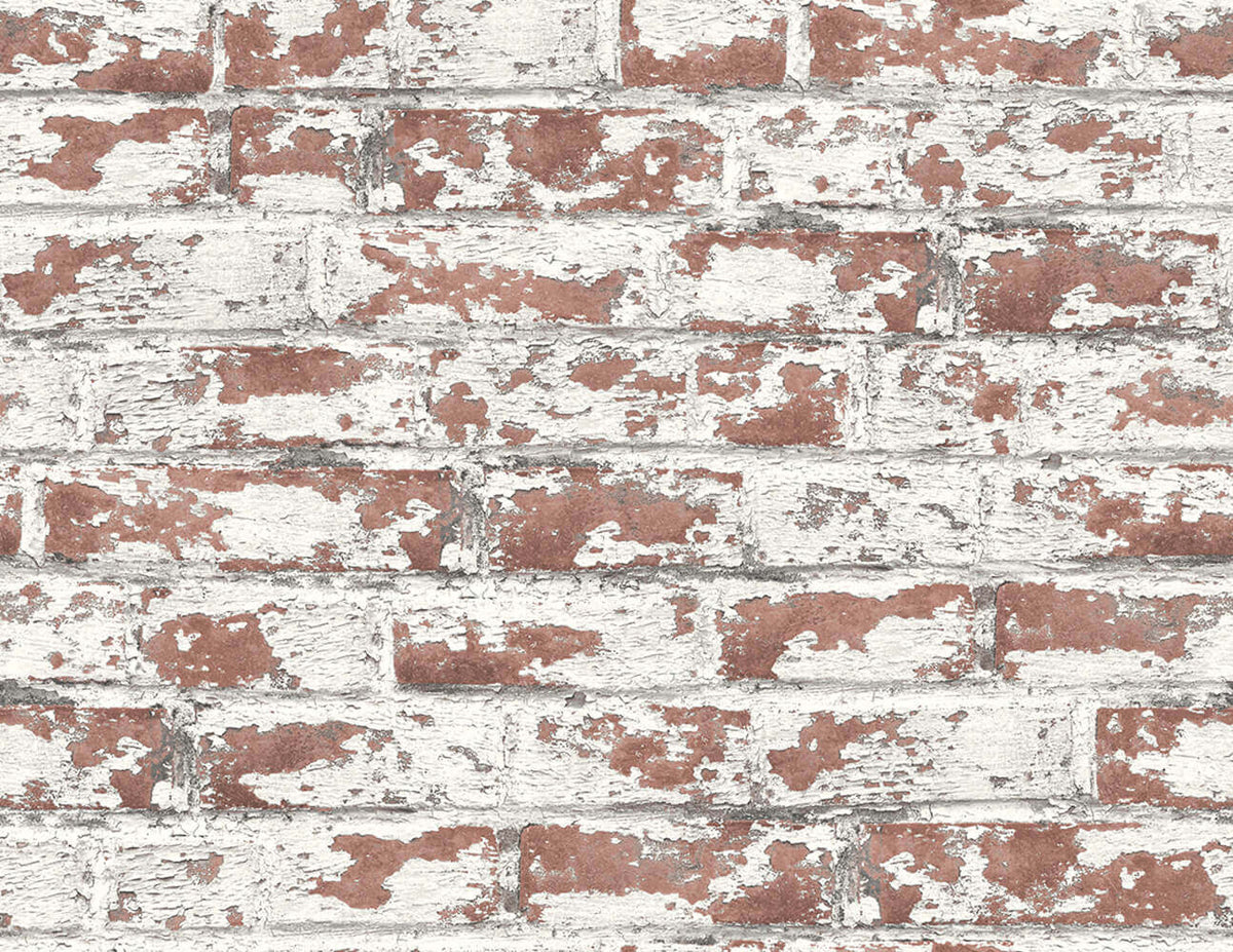 Lillian August Soho Brick Peel & Stick Wallpaper Sample - Terra Cotta Red