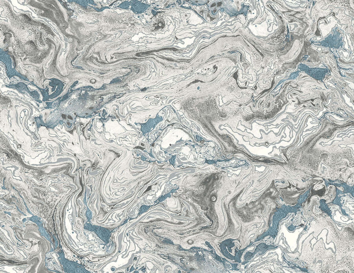Lillian August Faux Marble Peel & Stick Wallpaper Sample - Lunar Rock Blue