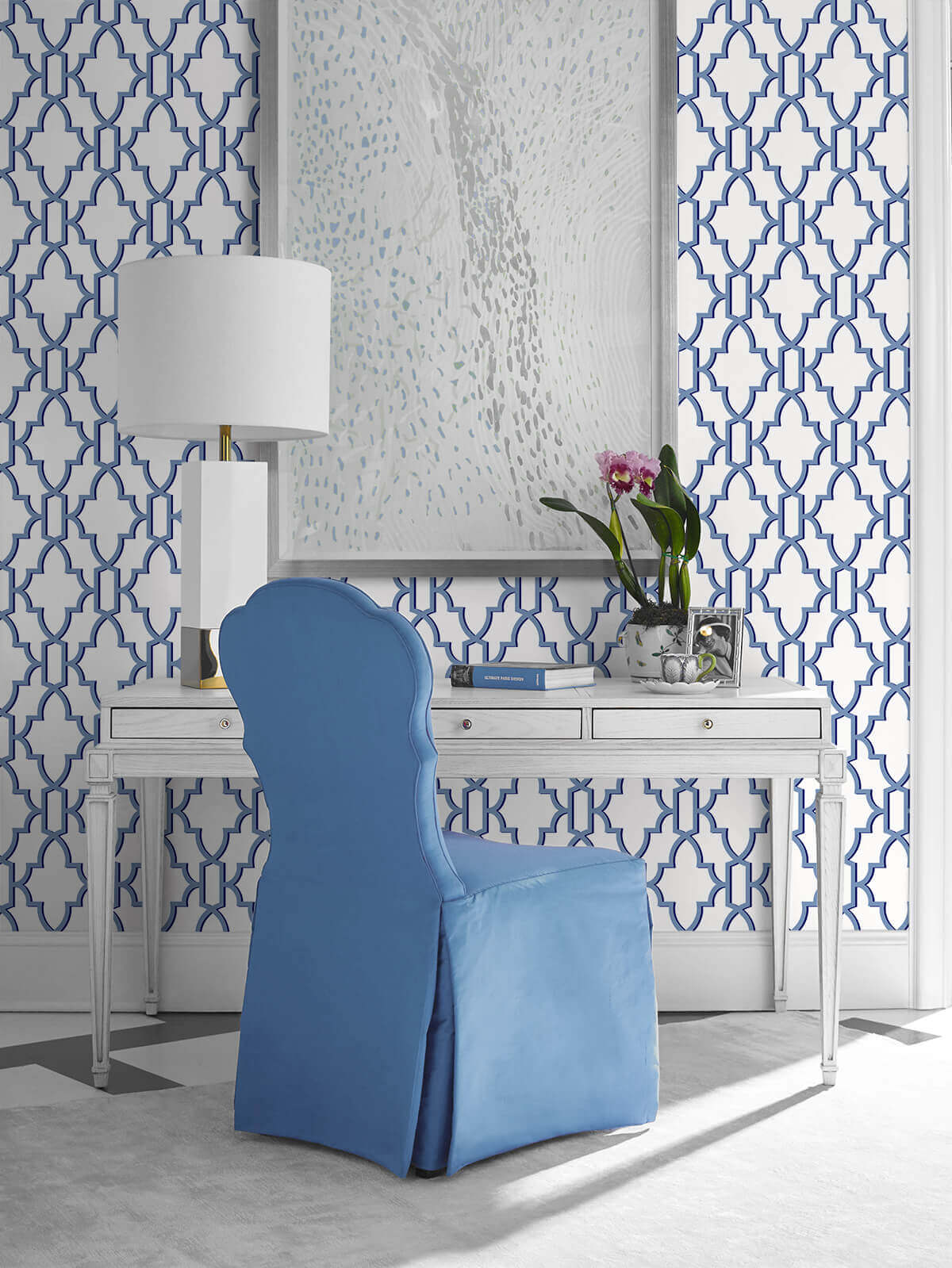 Lillian August Coastal Lattice Peel & Stick Wallpaper Sample - Riviera Blue