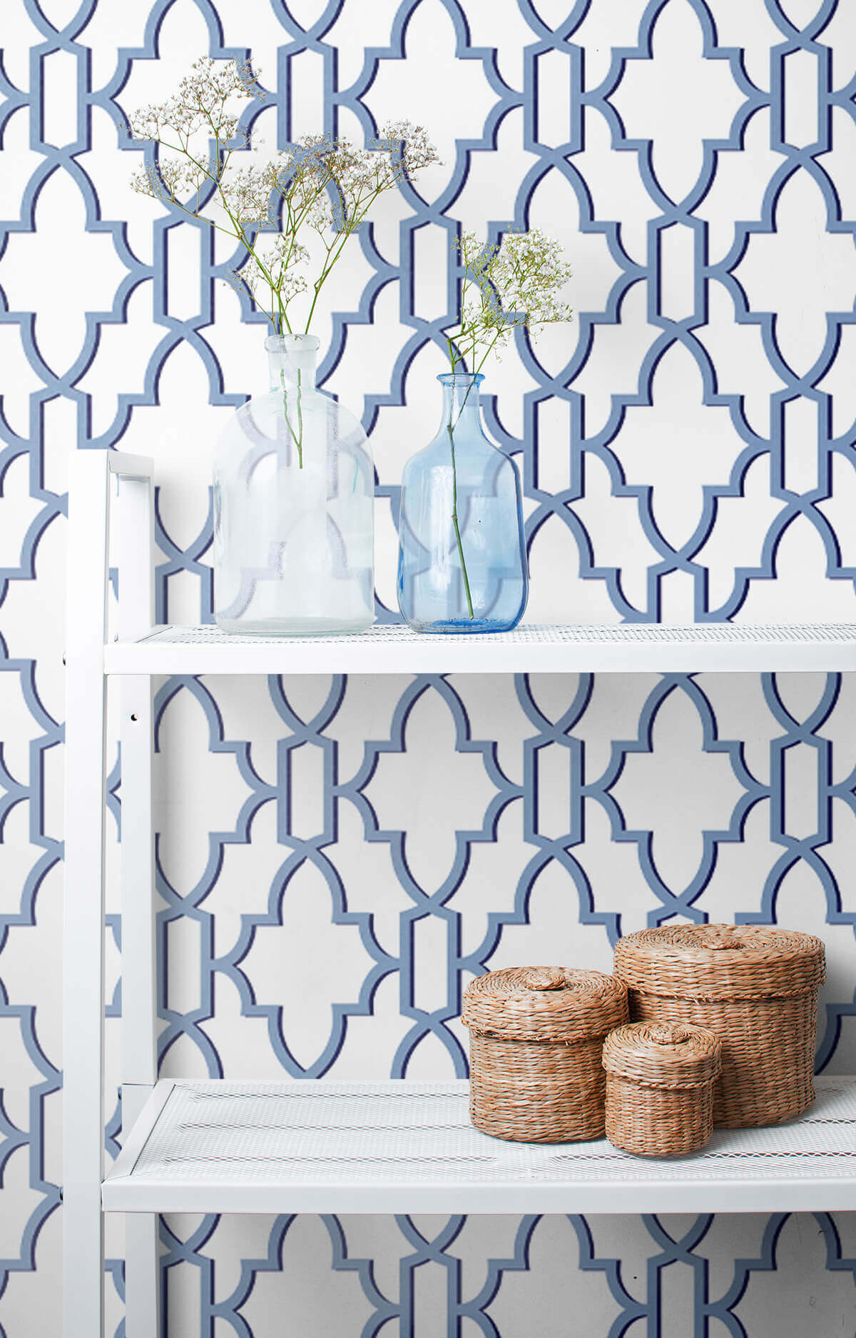 Lillian August Coastal Lattice Peel & Stick Wallpaper Sample - Riviera Blue
