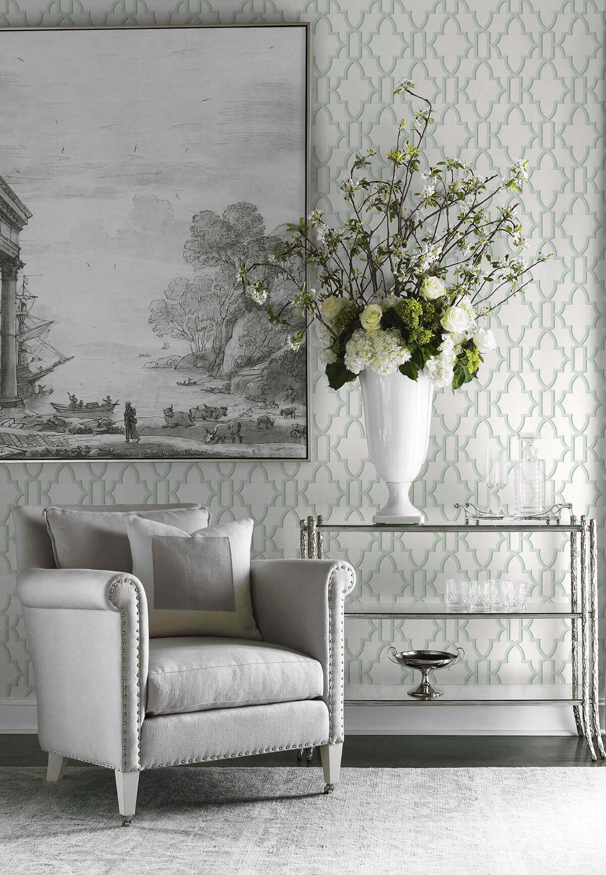 Lillian August Coastal Lattice Peel & Stick Wallpaper Sample - Seaglass