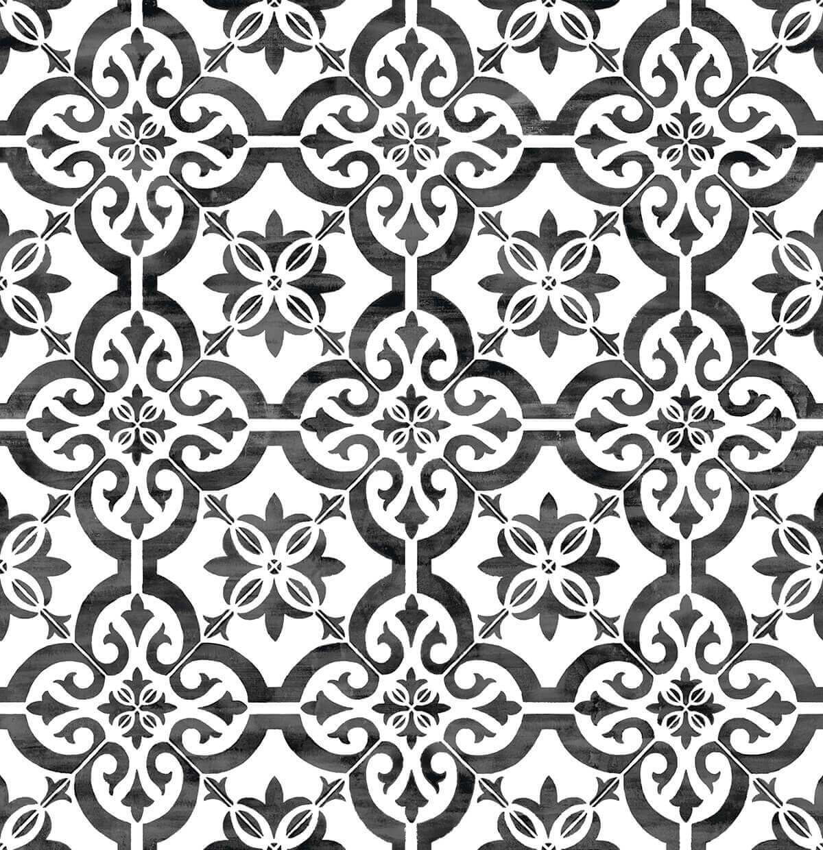 Lillian August Porto Tile Peel & Stick Wallpaper - Onyx Black