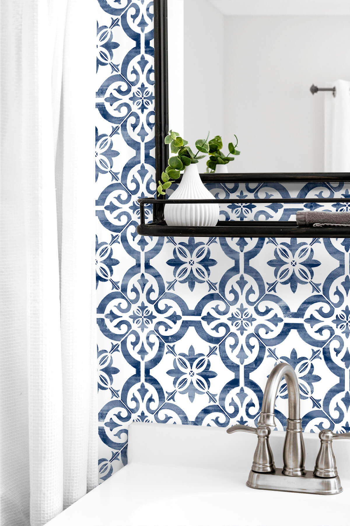 Lillian August Porto Tile Peel & Stick Wallpaper Sample - Riviera Blue