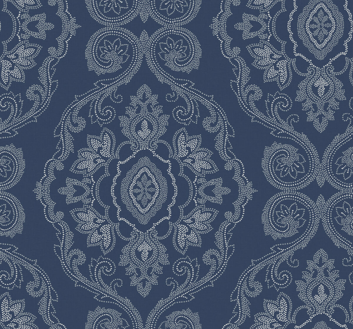 Beach House Nautical Damask Wallpaper - SAMPLE