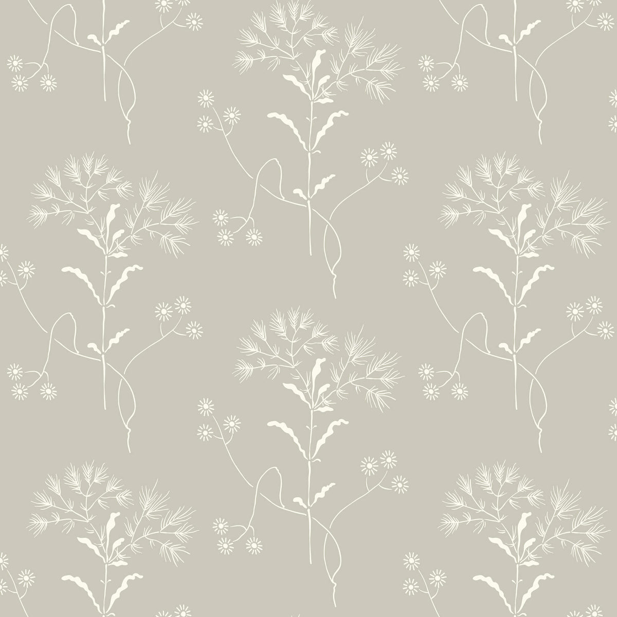 ME1516 Magnolia Home Wildflower Wallpaper Light Grey White