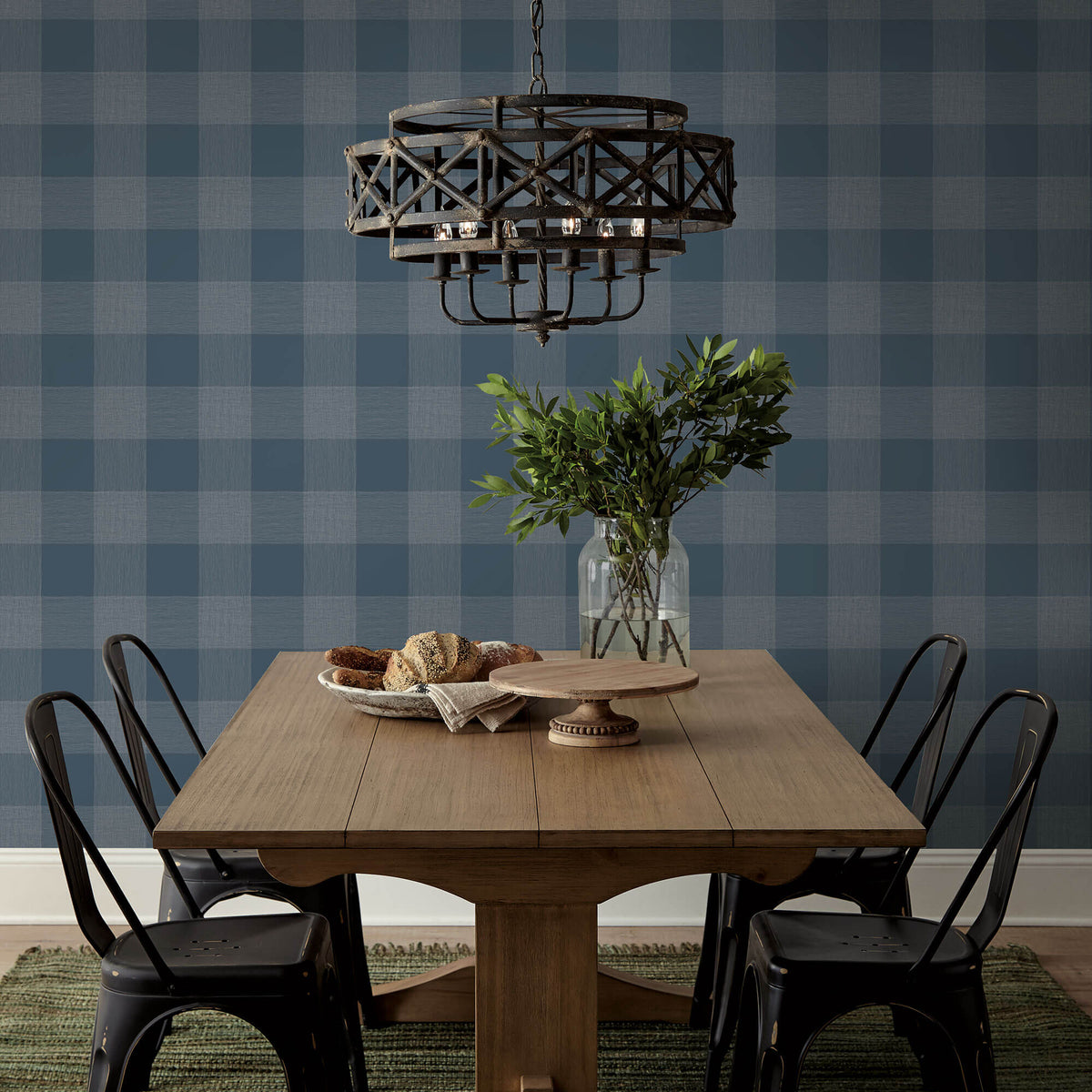 ME1522 Magnolia Home Common Thread Kitchen Wallpaper Navy White