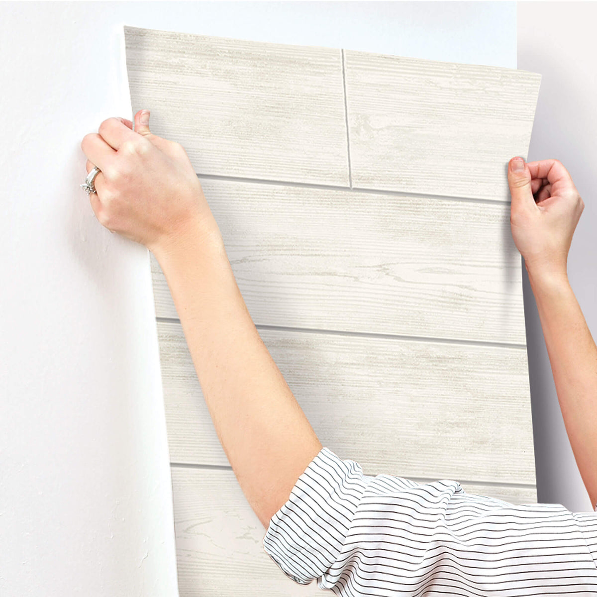 MH1559 Magnolia Home Shiplap Removable Wallpaper Warm Gray