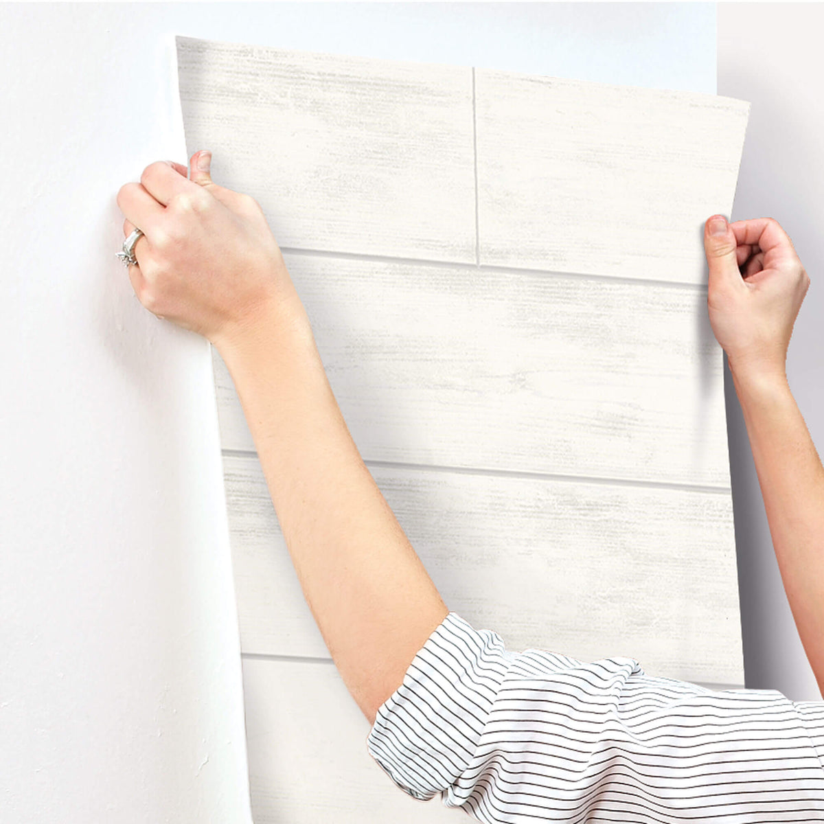 MH1560 Magnolia Home Shiplap Removable Wallpaper Cool White