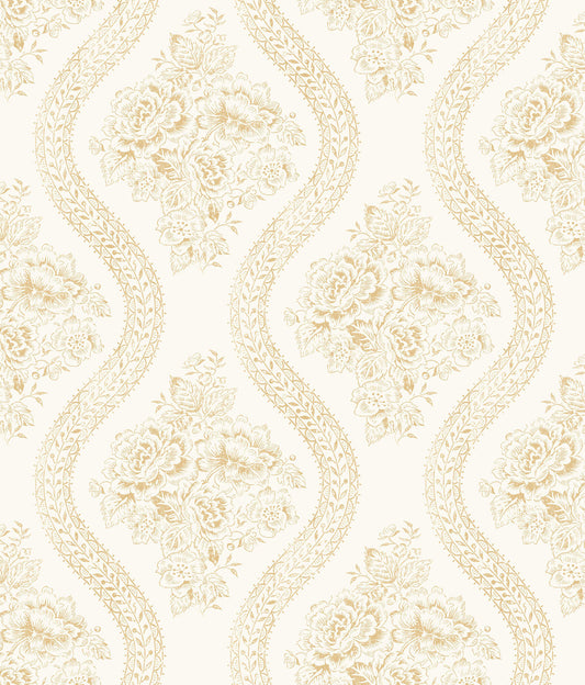 MH1602 Magnolia Home Coverlet Floral Wallpaper Yellow