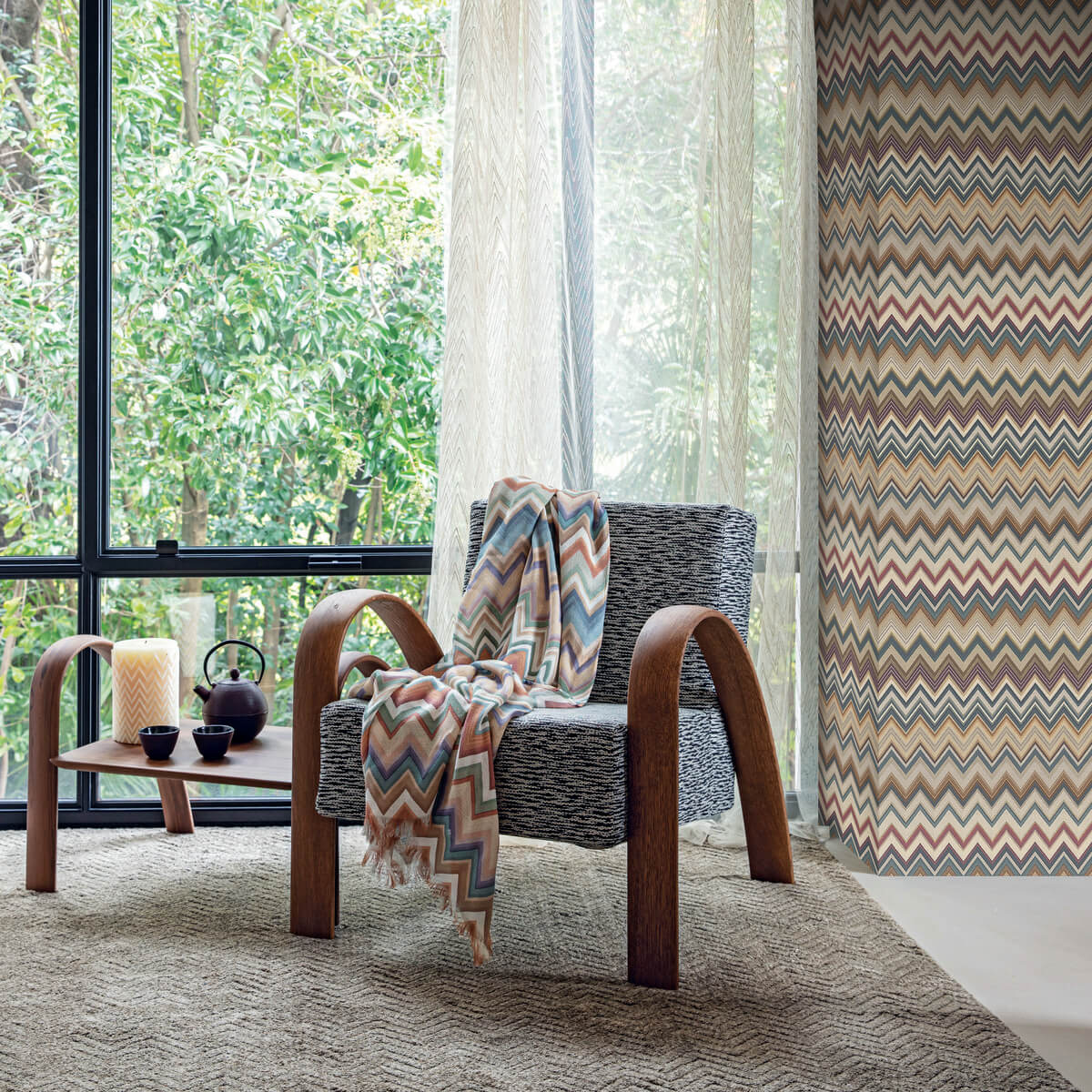 Missoni Home Happy Zig Zag Wallpaper - Green & Brown