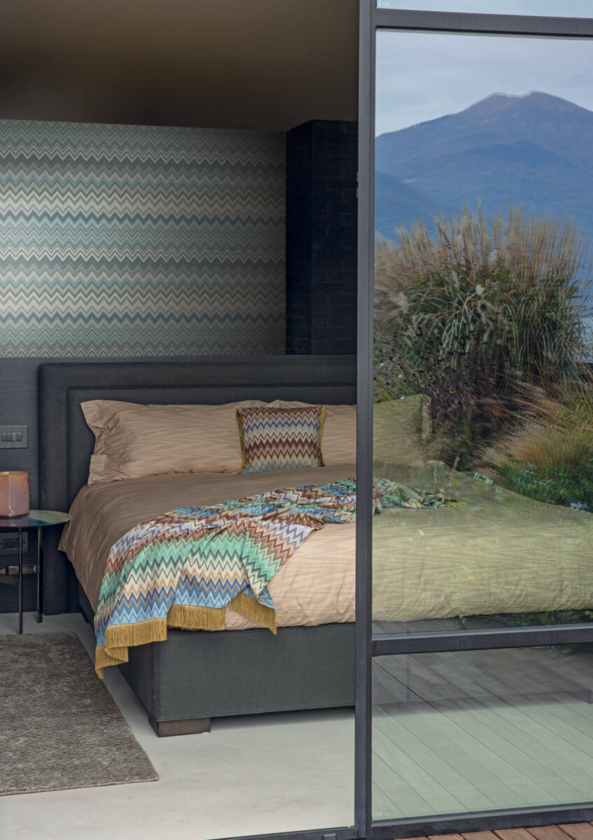 Missoni Home Happy Zig Zag Wallpaper Sample - Blue
