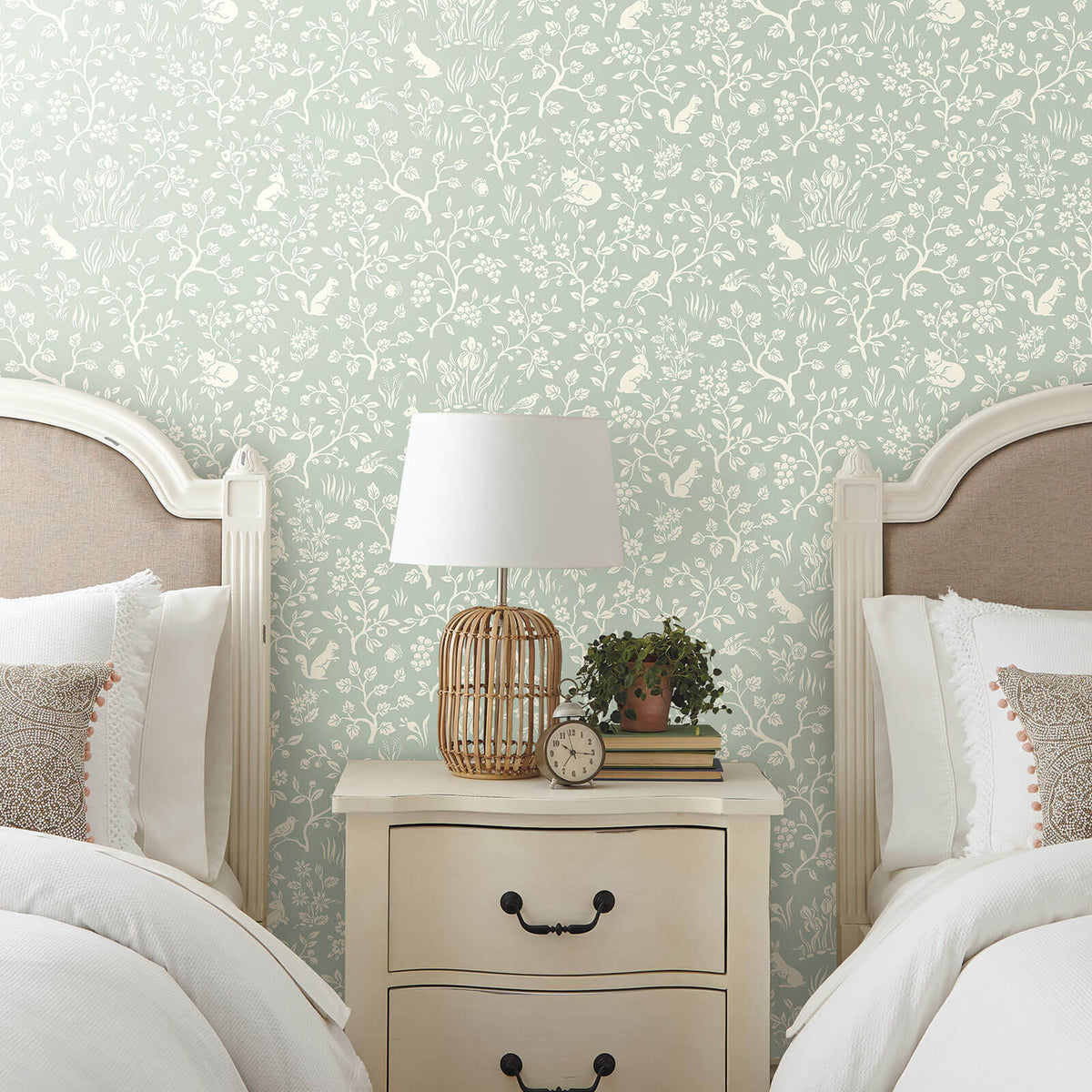 MK1111 Magnolia Home Fox and Hare Wallpaper Green