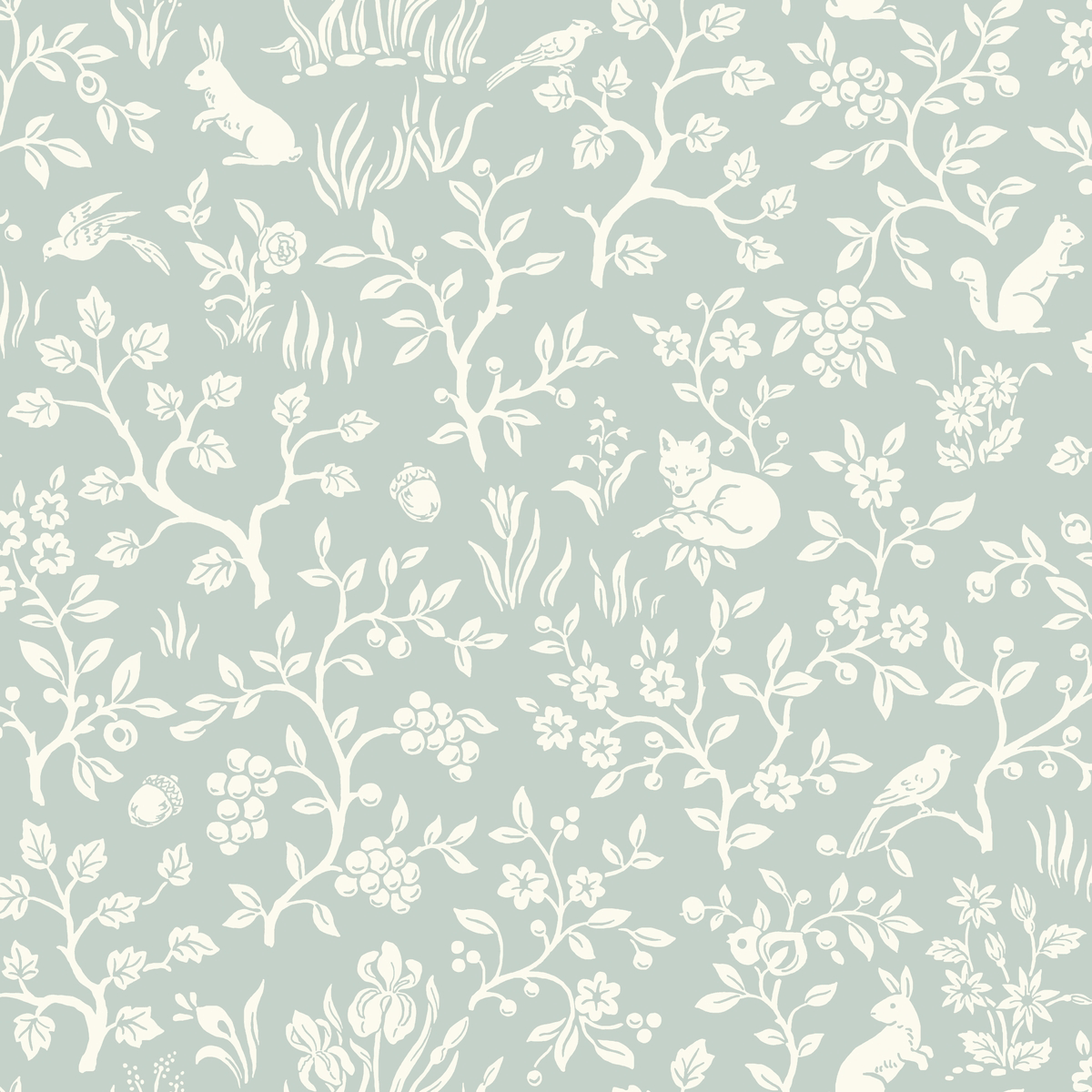 MK1111 Magnolia Home Fox and Hare Wallpaper Green