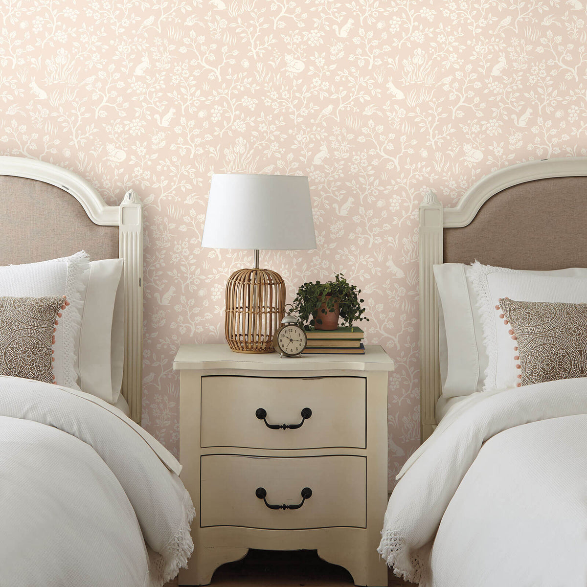 MK1110 Magnolia Home Fox and Hare Wallpaper Pink